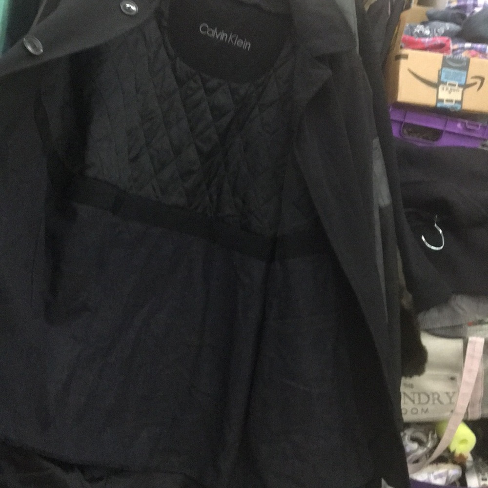 Calvin Klein black dress raincoat/rain coat jacket - Picture 6 of 6